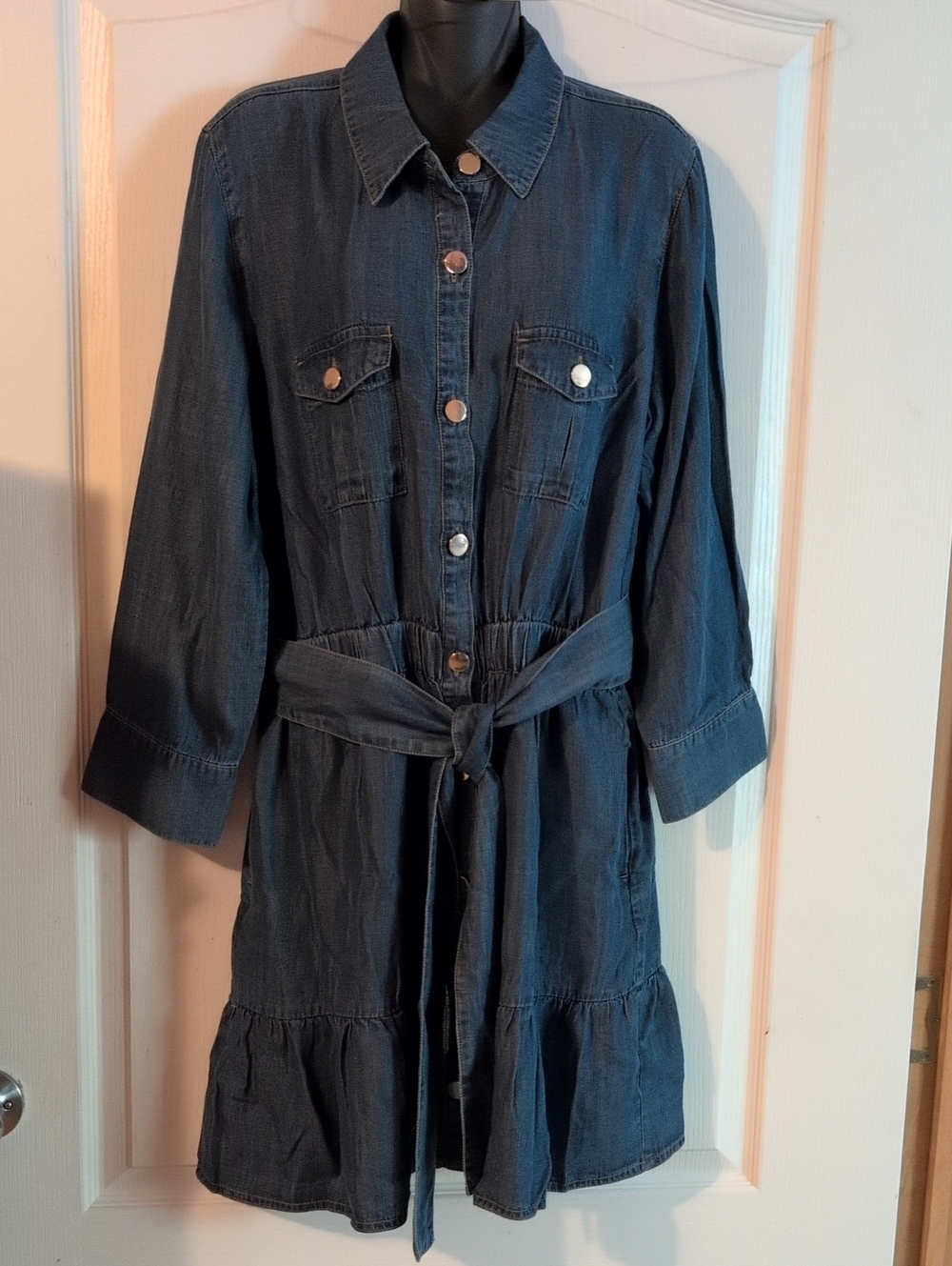 Luxe Chambray Button Up Mini Dress